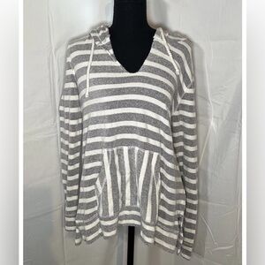 Billabong Light Weight Striped Hoodie Sweatshirt Women’s Large Long Sleeve